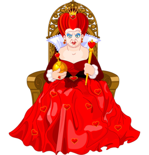 Angry Queen of Hearts on throne