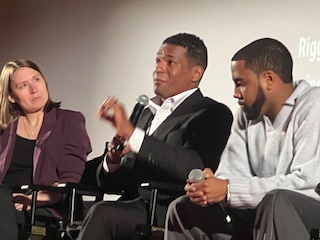 Anthony Robles and Jharrel Jerome with moderator in Chicago